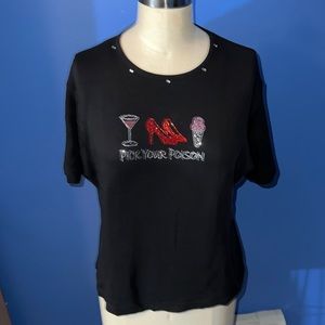 LasOlas Black Pick your Poison Short Sleeve Cotton T Shirt M